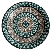 Picault, polychrome earthenware plate with geometric decoration from the 20th century.