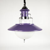 Lampe suspendue Brevettato en verre opale et métal Italie 70s