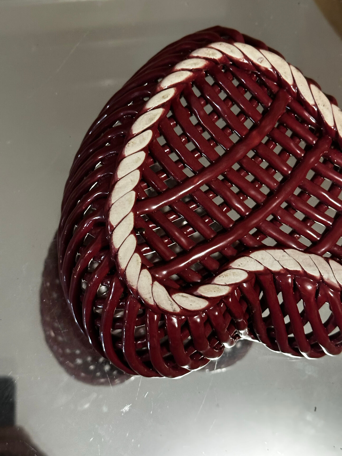 Empty Heart Pocket / Woven Ceramic Centrepiece - 1950s style