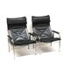 2x Vintage black leather armchair by Strässle HE1106 designed by Hans Eichenberger