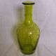 Cut and engraved green blown glass carafe vase