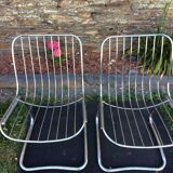 Pair of vintage armchairs in chrome tubular steel