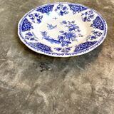 Plat rond et creux Gien en faïence émaillée blanche et bleue
