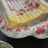 Asparagus service: dish and 6 Saint Clément France barbotine plates