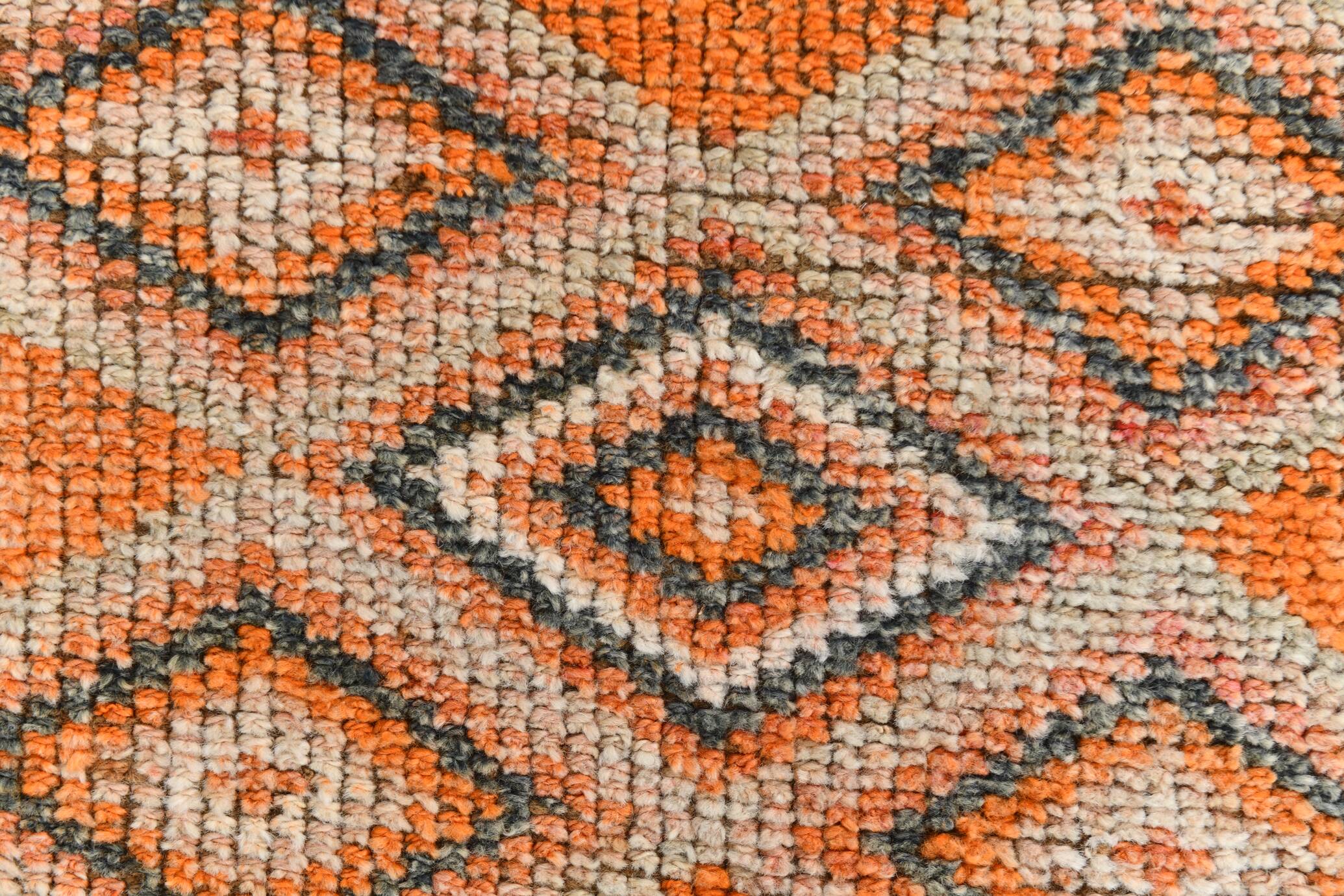 3x11 Orange and Beige Long Wide Runner, Handwoven Wool Runner, 92x336Cm