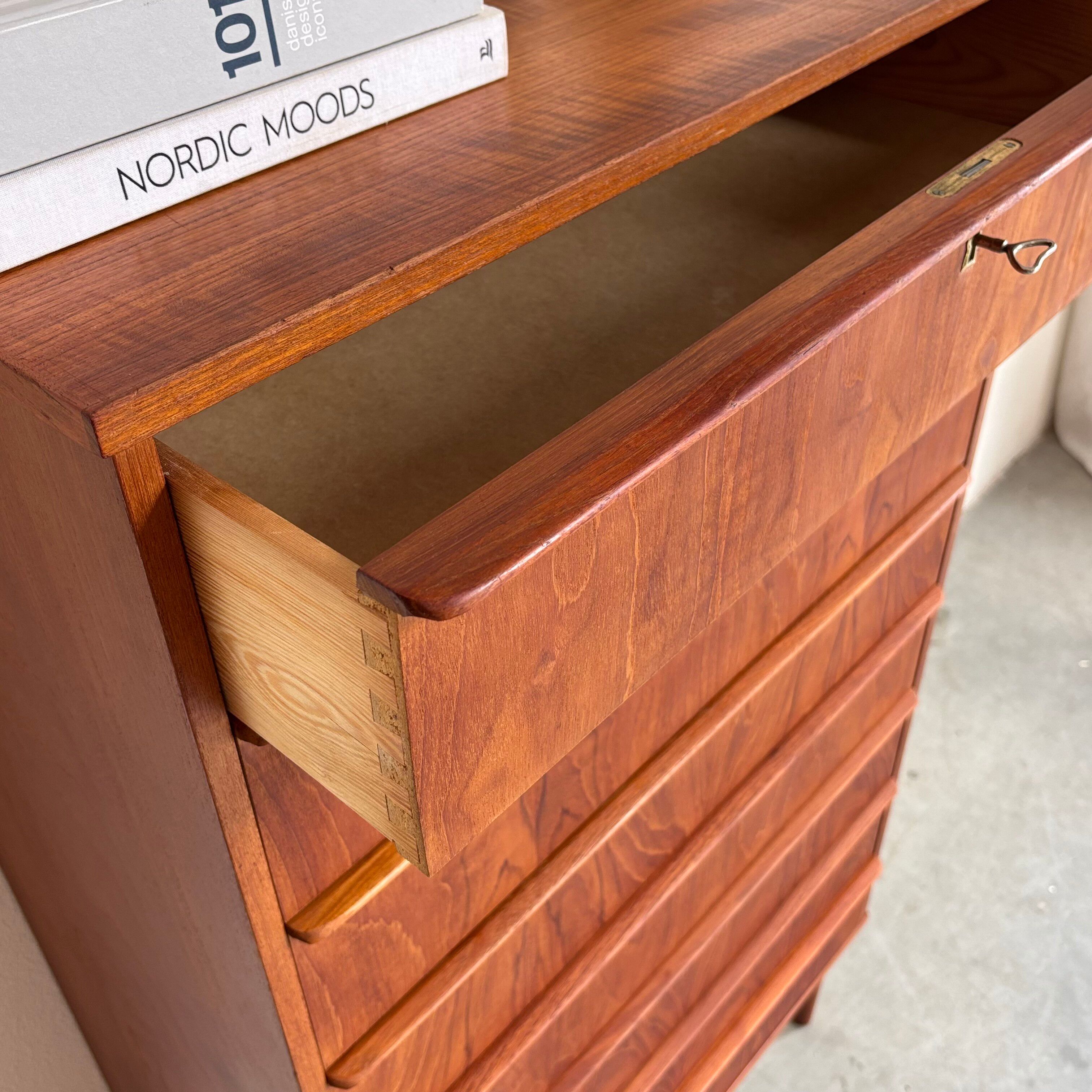 Vintage Danish tall boy - chest of drawers