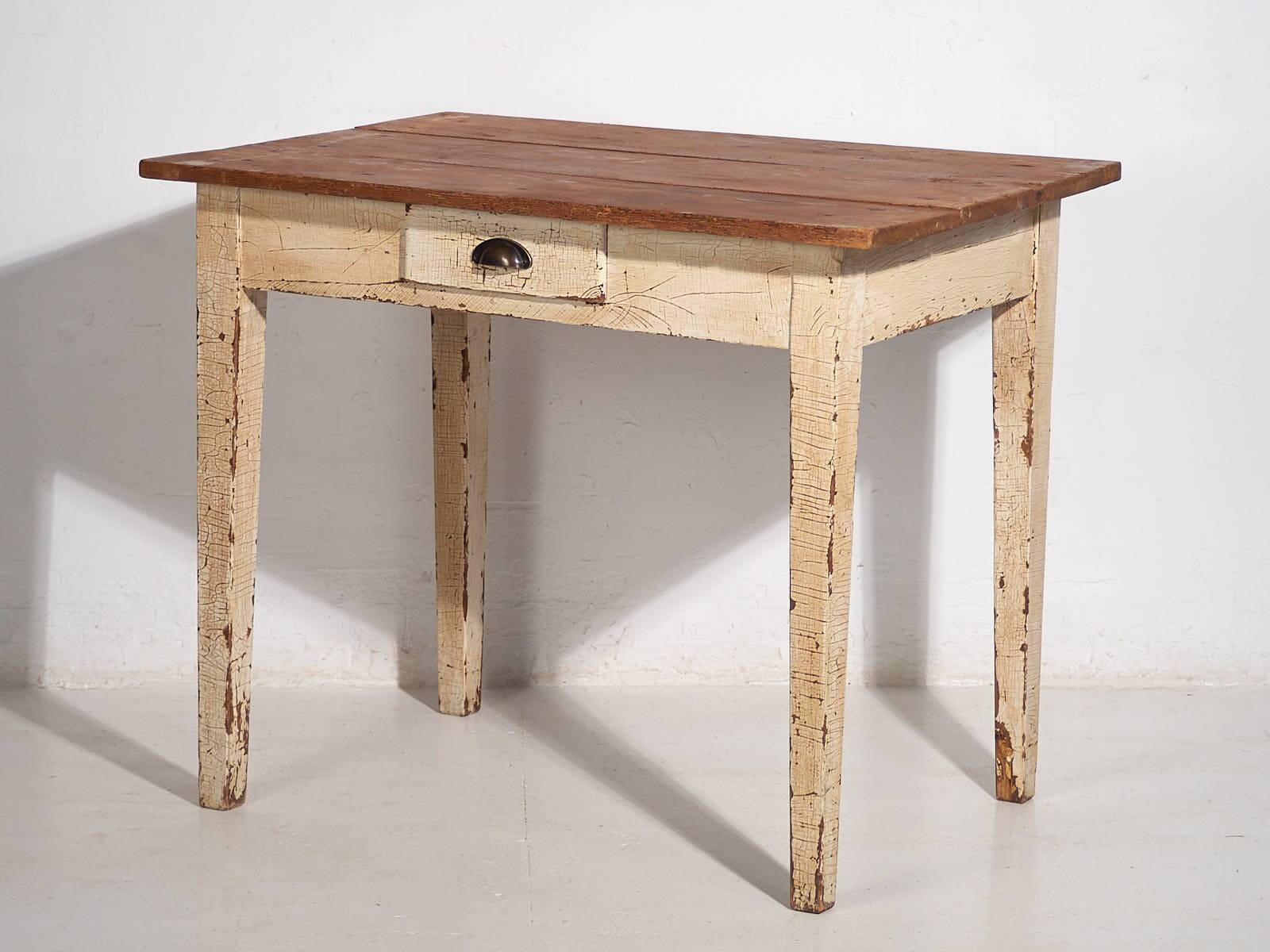 Antique white solid wood table (c.1920) #8