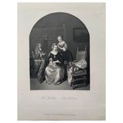 Casper Netscher, La toilette, gravure, XIXème siècle