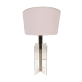Large stainless steel and plexiglass lamp 1970 france