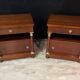 Pair of Empire style bedside tables in mahogany and gilded bronze