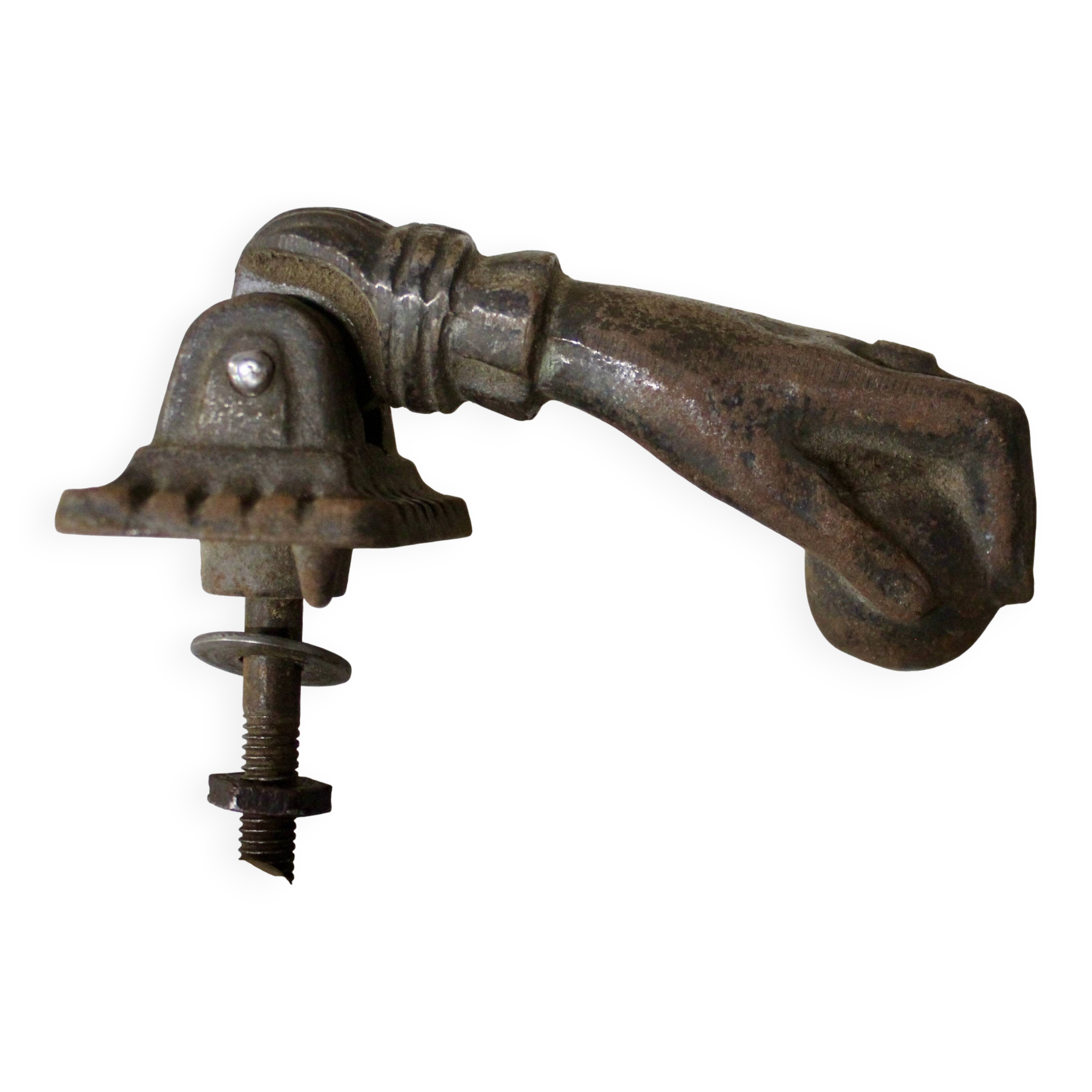 19th century cast iron door knocker, hand shape