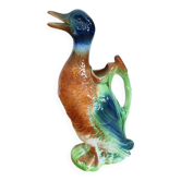 Vintage barbotine duck pitcher Saint Clément no. 7492
