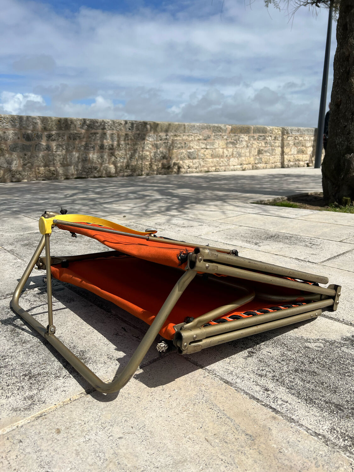 Vintage deckchair 1970 orange