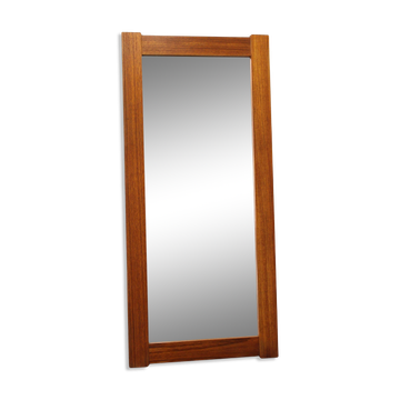 Large Danish midcentury teak veneer rectangular wall mirror, 1960s