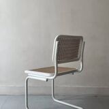 Cesca B32 vintage design chair in white metal and cane by Marcel Breuer
