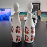 Pair of floral-decorated bottles
