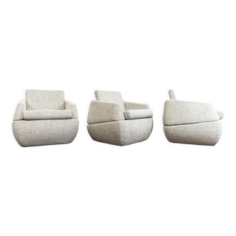 Set of 3 Space Age Lounge Chairs, Lubuskie Fabryki Mebli 1970's Poland