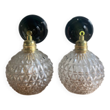 Pair of vintage glass globe wall lights