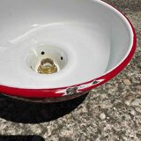 Industrial suspension in enamelled sheet metal, red and white bowl