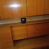 Vintage scandinavian living furniture sideboard with bar and glazed part
