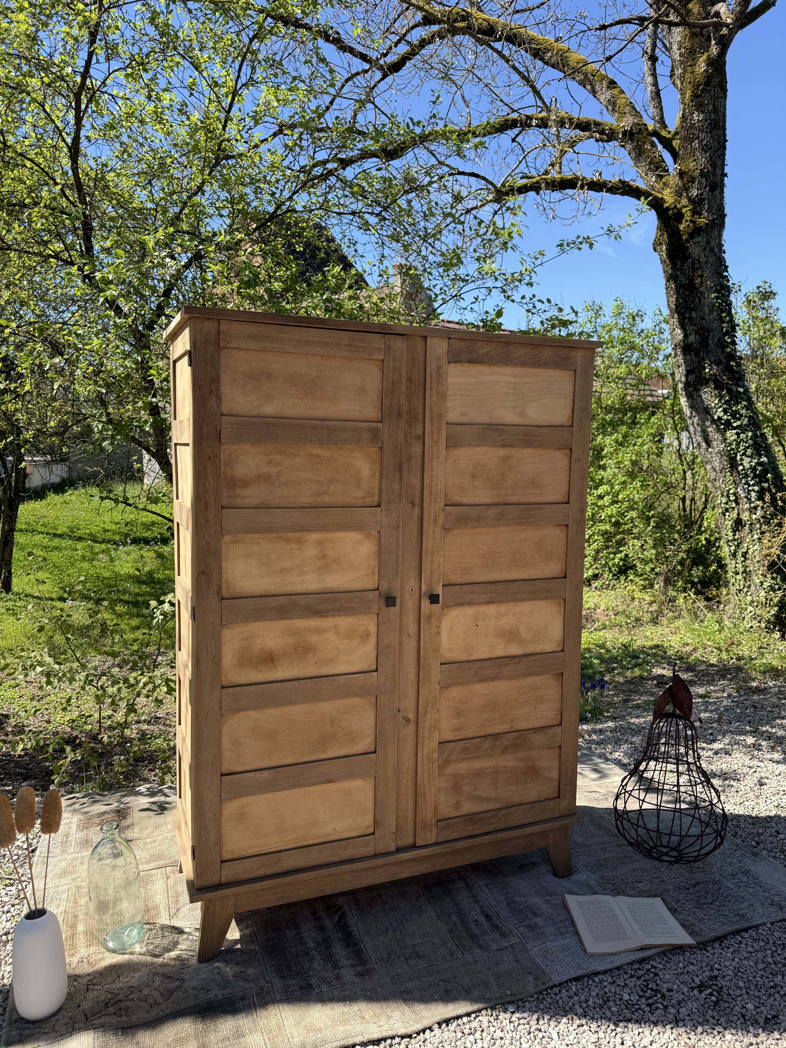 Renovated antique wooden wardrobe