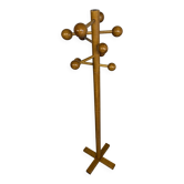 Vintage wooden coat stand with modernist design from the 1970s.