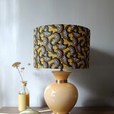 Yellow and gold ceramic table lamp | Kotska, saffron wax lampshade