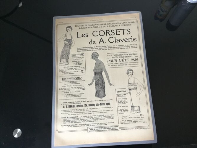 Publicité vintage à encadrer corset claverie