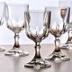 Set of 6 antique wine glasses in pearl-cut crystal