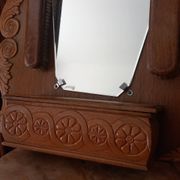 Vintage oak entrance mirror and its brushes - 1940s / 1950s