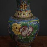 Vase cloisonné Chine milieu XXe décor floral