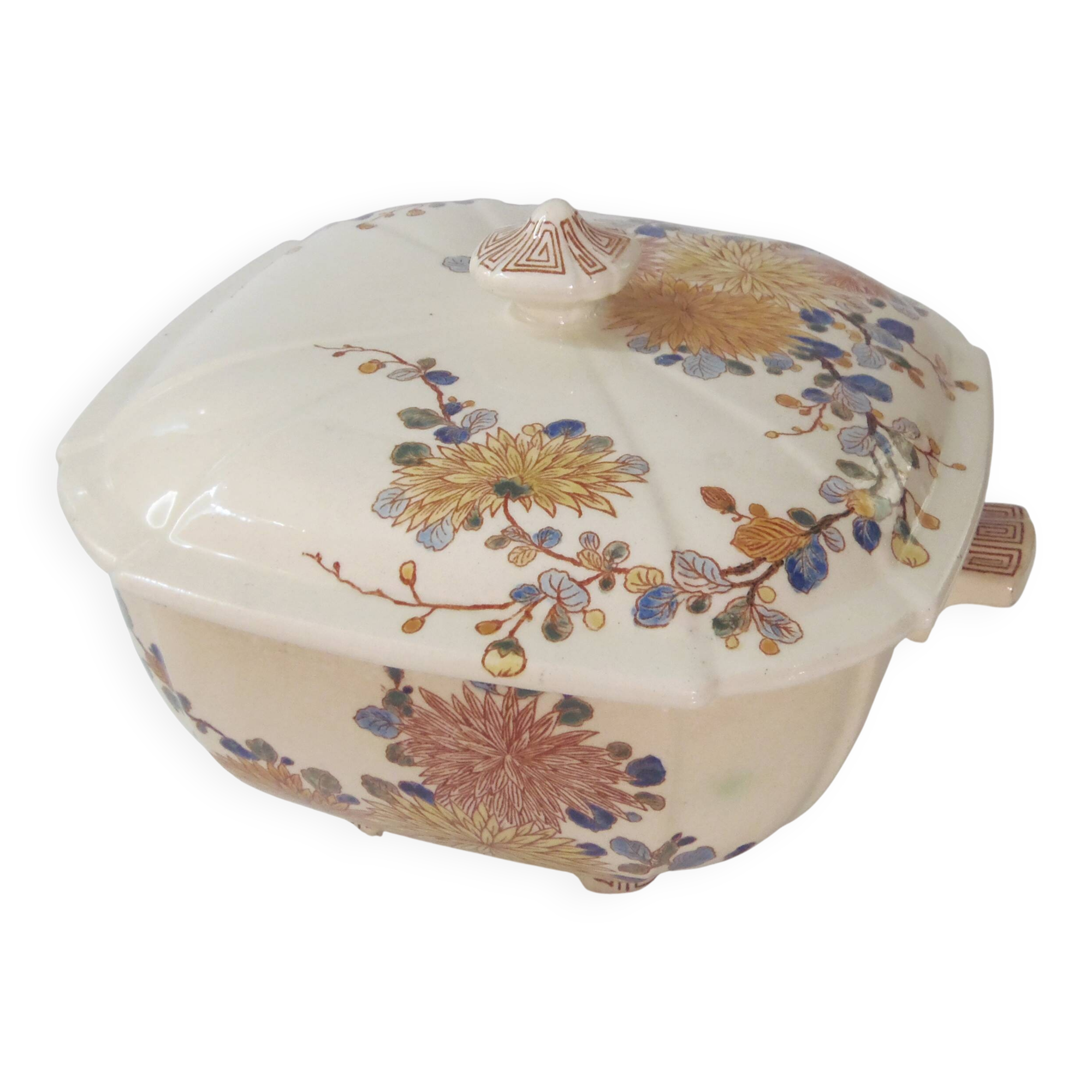 Soupière Ancienne Fleurs Polychromes Gien 19ème