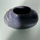 Vase lentille en grès bleu