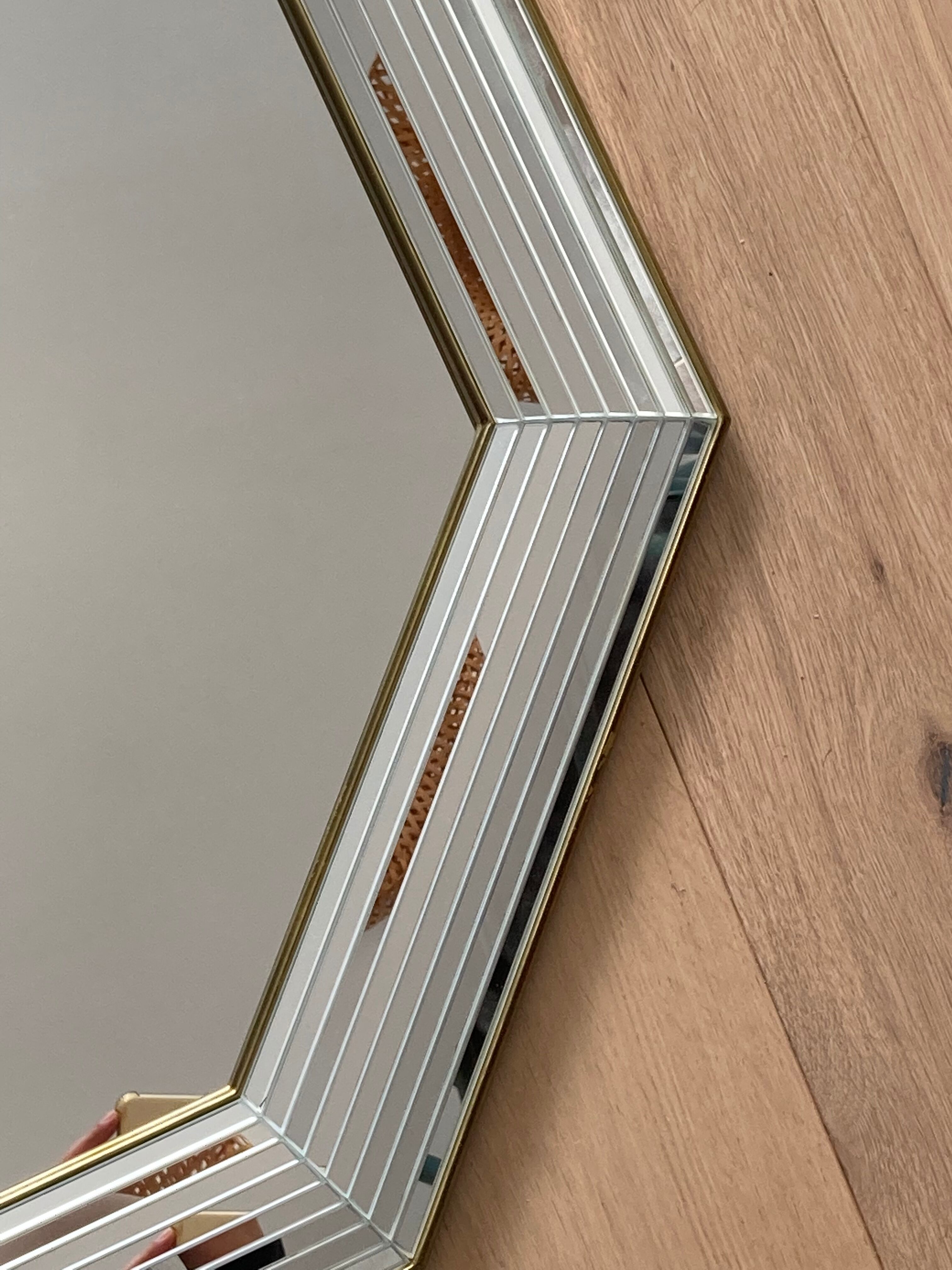 Miroir octogonal en verre années 70