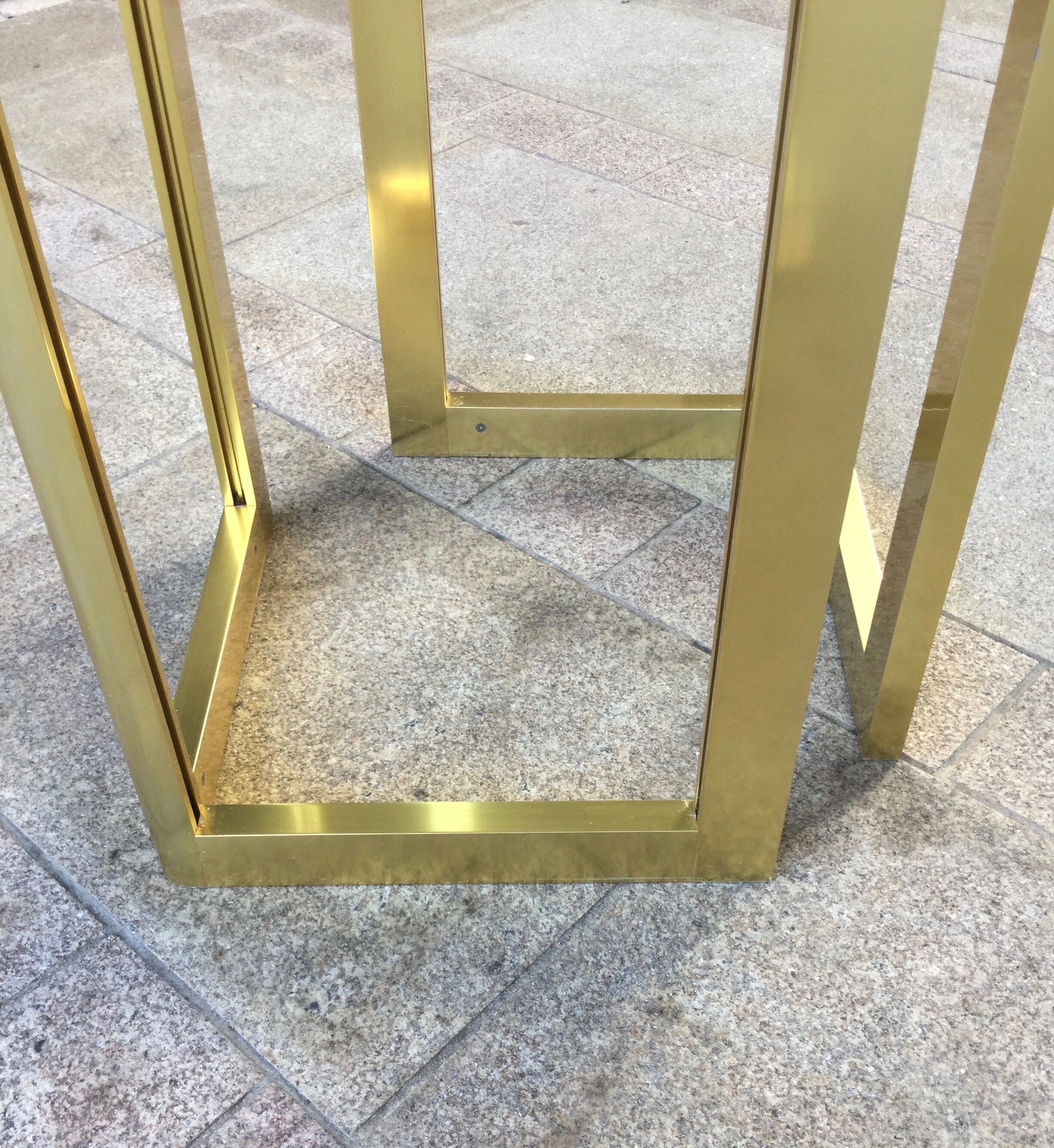 Table à diner ronde verre et métal doré ,vintage années 80'