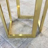 Table à diner ronde verre et métal doré ,vintage années 80'