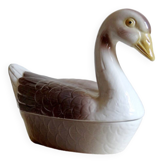 Vintage Caugant earthenware gray goose terrine