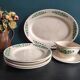 French vintage set of 4 plates, sauce boat and platter, from Longchamps, Cannes model
