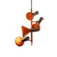 Suspension vintage 4 spots / lustre orientable, acier chromé & laqué orange, Design Space Age, 70s