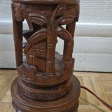 Carved rosewood lamp base