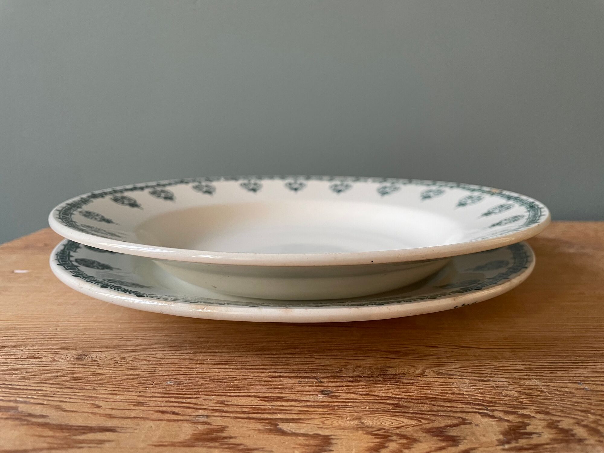 Set of 10 plates (5 flat and 5 hollow) in St Amand earthenware, Céranord