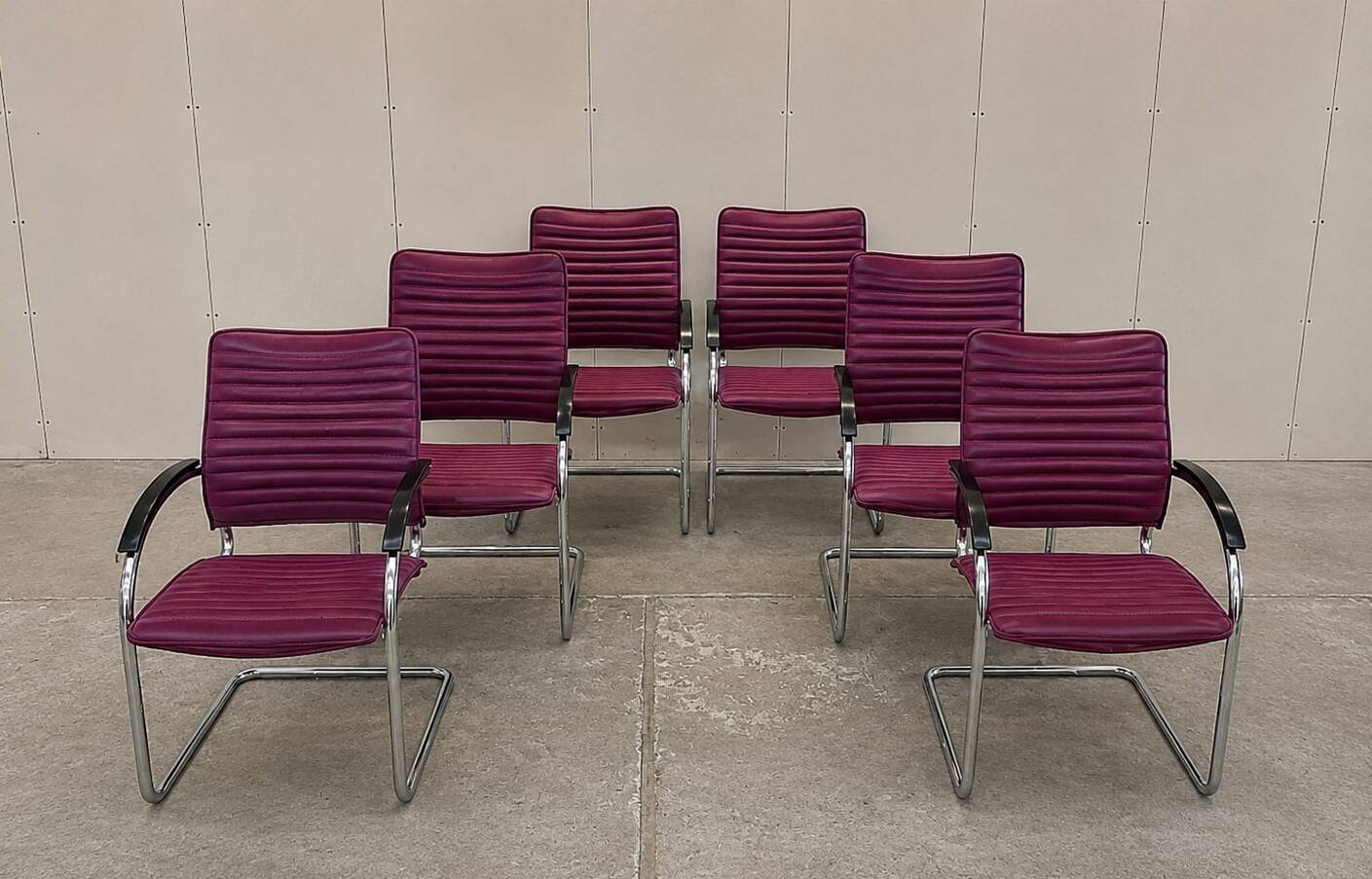 6 Cantilever Tubular Dining Chairs Model S74 FV by Josep Gorcica for Thonet