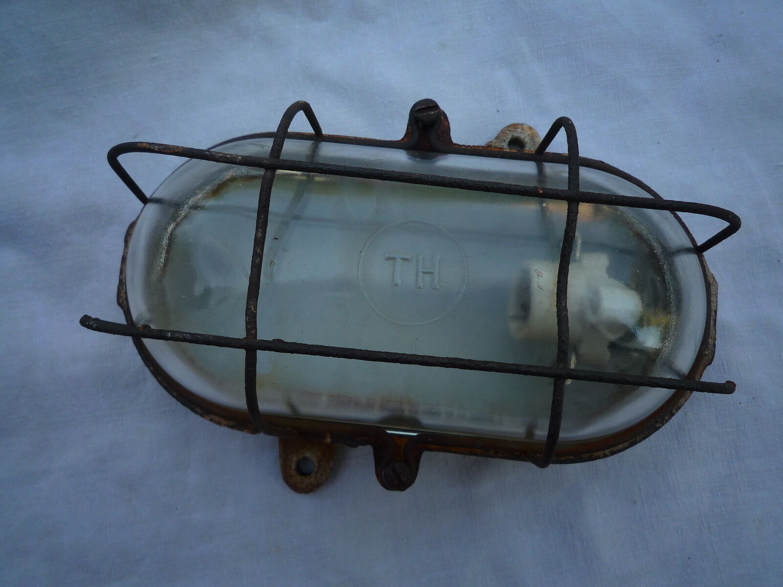 Old "window" industrial wall light cast iron and glass