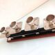 Four-headed candlestick in teak and chrome metal Scandinavian style / vintage 60s-70s