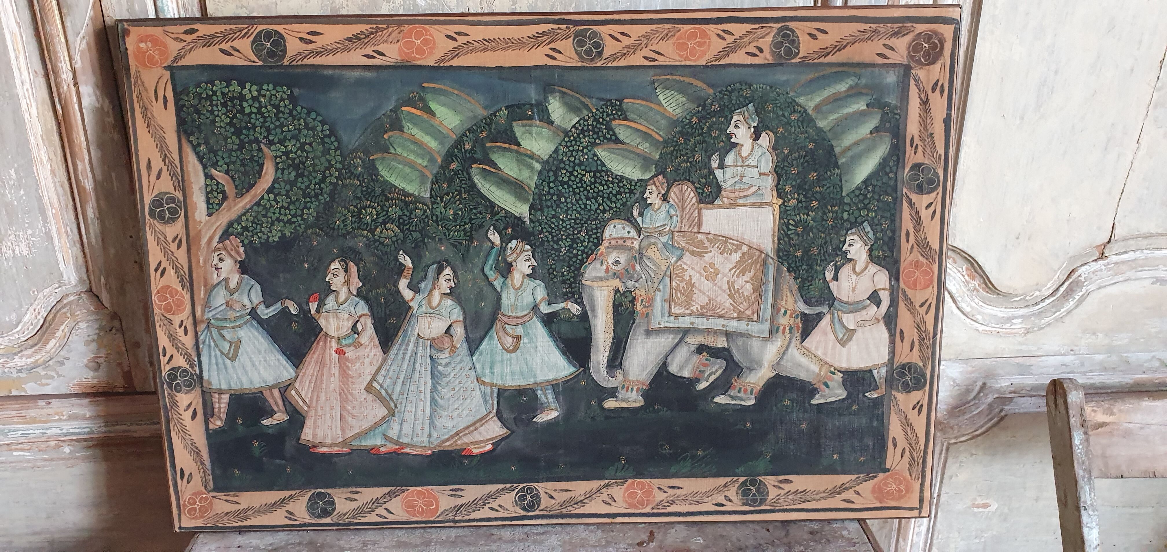 Fabric painting ancient pattern india hindu