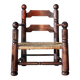 Oak and rush armchair, brutalist style, Charles Dudouyt, 1940s