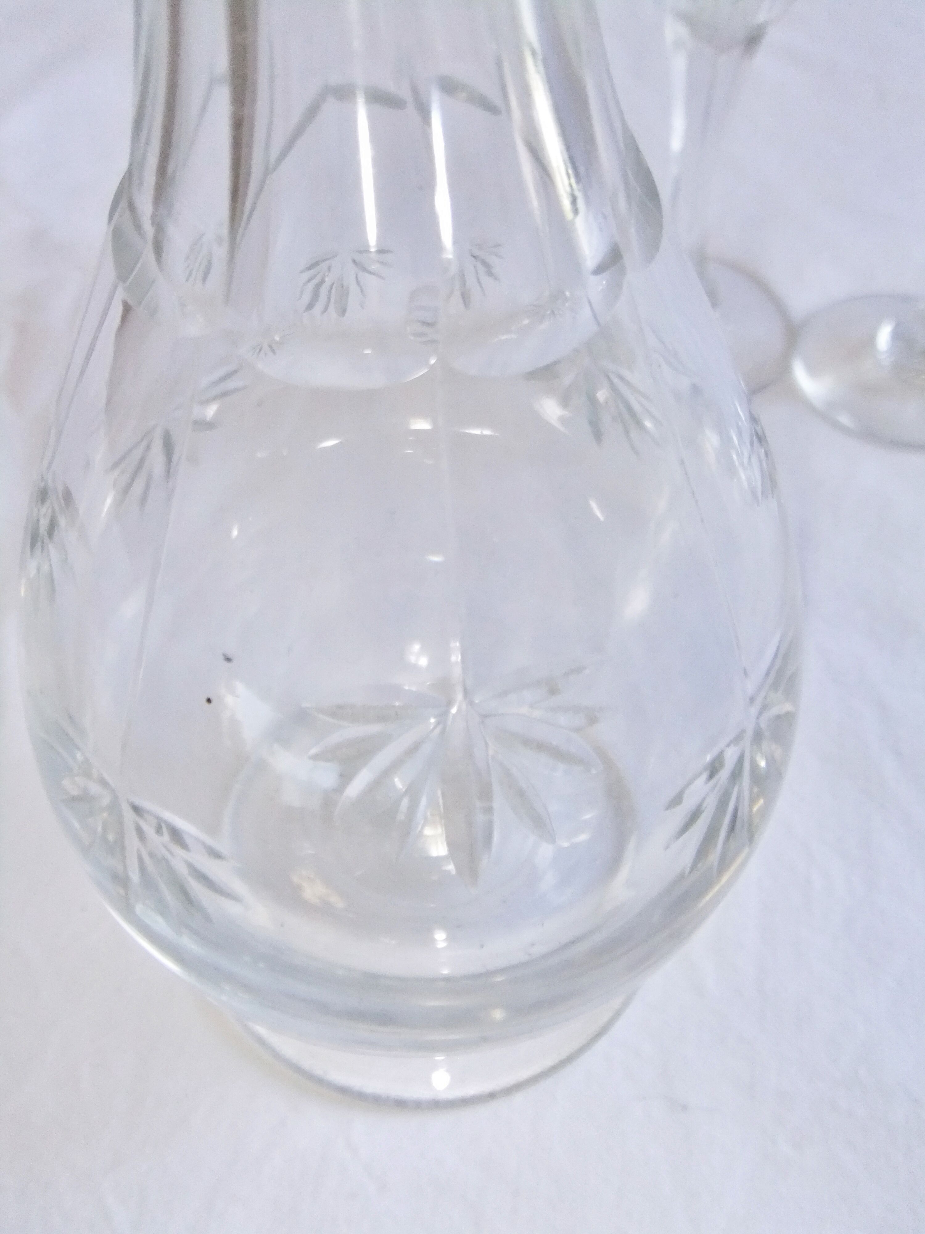 Bohemian crystal liqueur service Baccarat St Louis carafe glasses signed by an anchor
