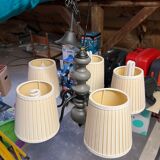 Ceiling lamp in wood and wrought iron vintage