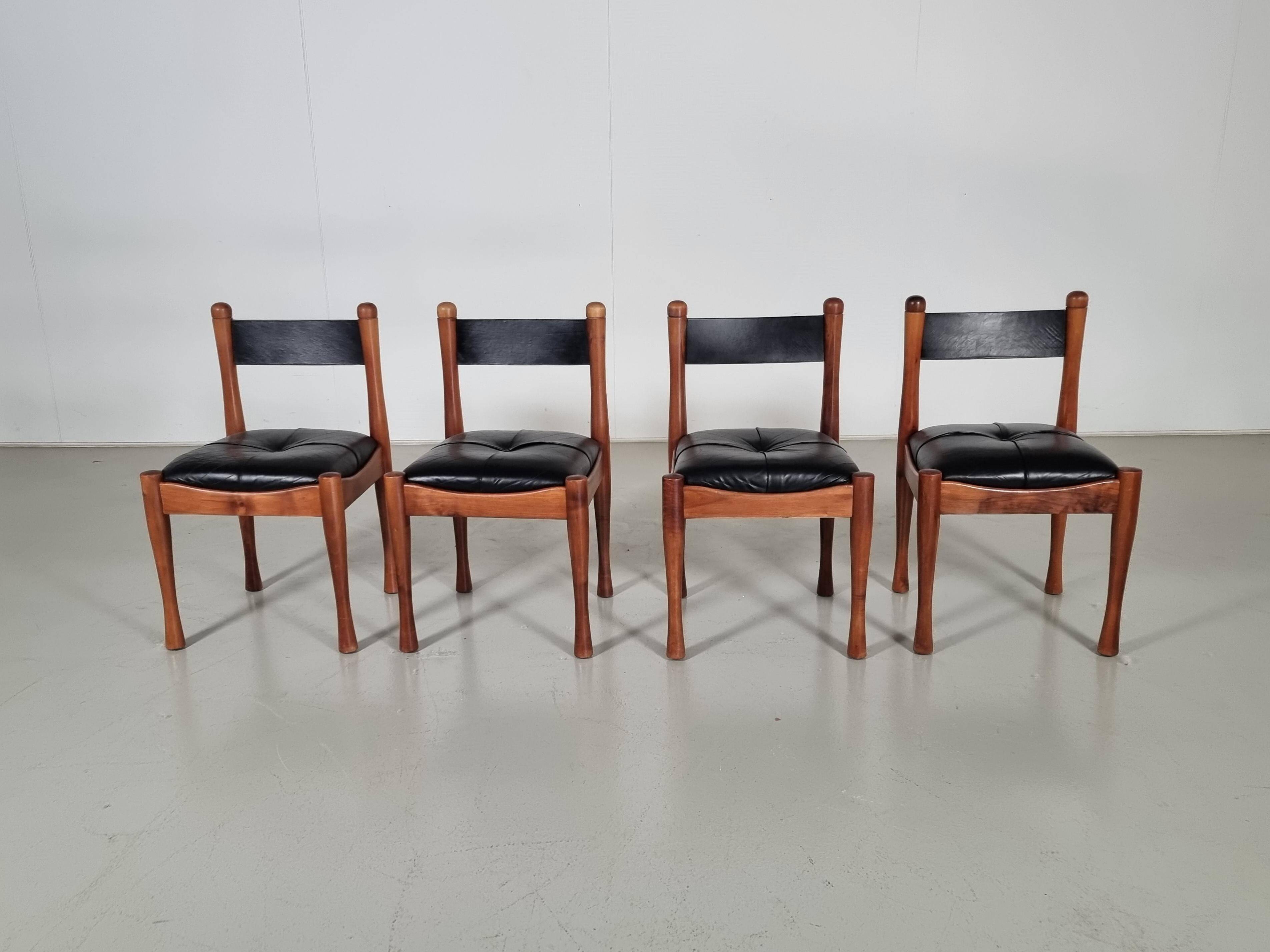 Set of 4 dining chairs by Silvio Coppola for Bernini, 1960s.