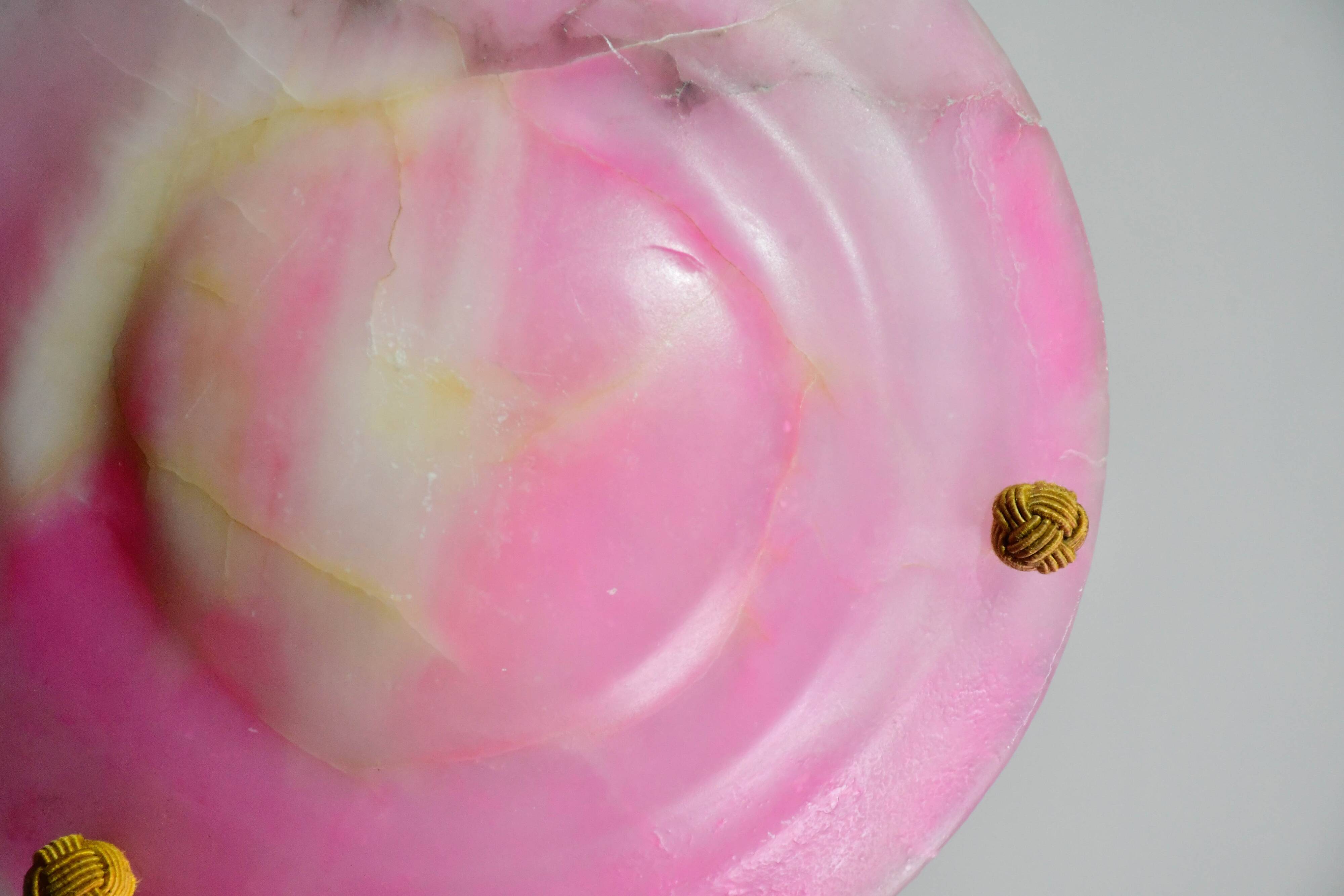 Charming pink Art Deco alabaster pendant, 1940s